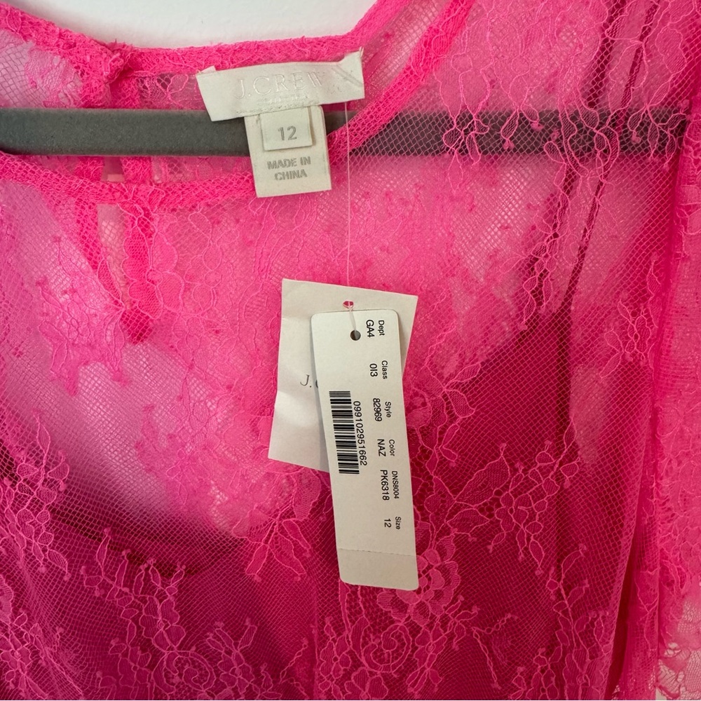 J. Crew Vibrant Pink Lace Mini Dress - Picture 2 of 2